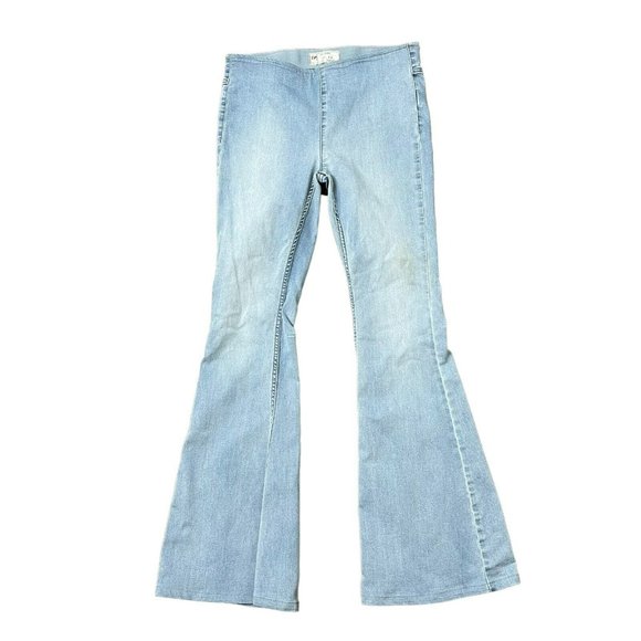 Free People Penny Pull On Flare Jeans Light Wash Jean High Rise Stretch Size 28 - Picture 2 of 12
